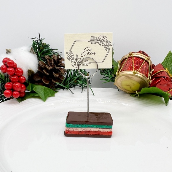 Italian Rainbow Cookie Place Card Holders – Set of 4 | Holiday Table Décor - Picture 1 of 10